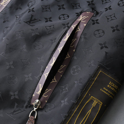 LV BLACK AND WINE RED TRIM MONOGRAM HOODED JACKET 238984