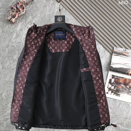 LV BLACK AND WINE RED TRIM MONOGRAM HOODED JACKET 238984