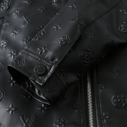LV SHIRT JACKET IN BLACK CALFSKIN EMBOSSED LOGO 238988