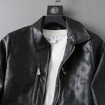LV SHIRT JACKET IN BLACK CALFSKIN EMBOSSED LOGO 238988