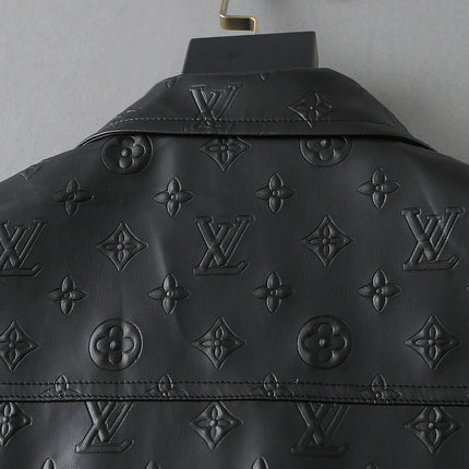 LV SHIRT JACKET IN BLACK CALFSKIN EMBOSSED LOGO 238988