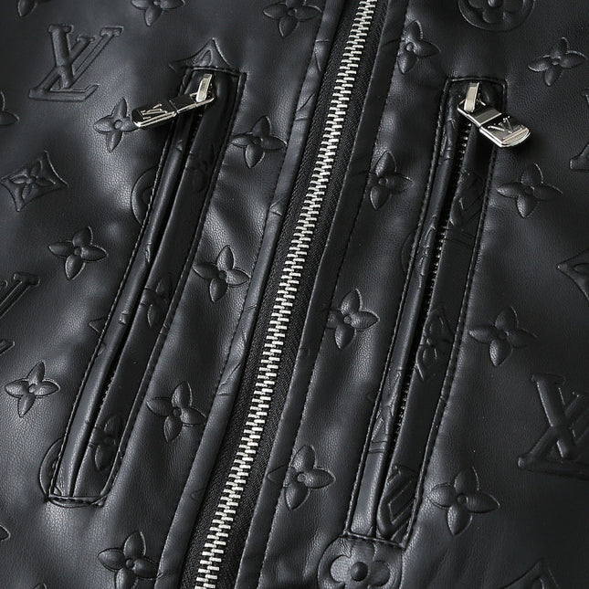 LV SHIRT JACKET IN BLACK CALFSKIN EMBOSSED LOGO 238988