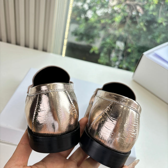 YSL 25S LOAFERS IN GOLD LAMBSKIN