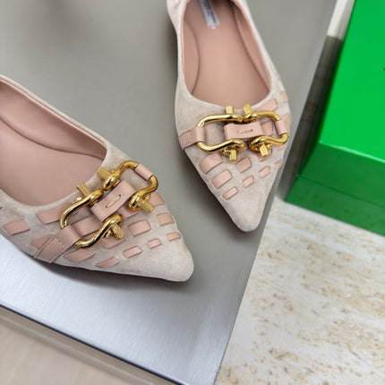BALLET FLAT IN LIGHT BROWN SUEDE