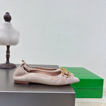 BALLET FLAT IN LIGHT BROWN SUEDE