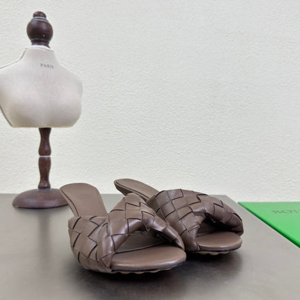 BLINK HIGH 5 CM MULE IN CAROB BROWN INTRECCIATO LEATHER