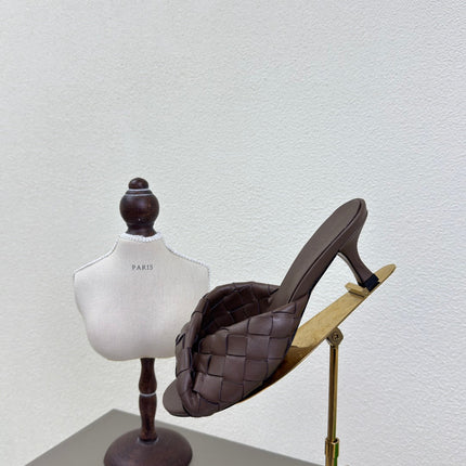 BLINK HIGH 5 CM MULE IN CAROB BROWN INTRECCIATO LEATHER