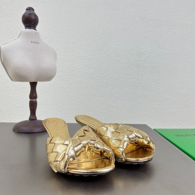 BLINK HIGH 5 CM MULE IN GOLD INTRECCIATO LEATHER