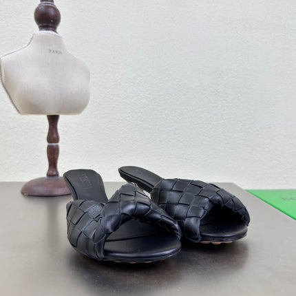 BLINK HIGH 5 CM MULE IN BLACK INTRECCIATO LEATHER
