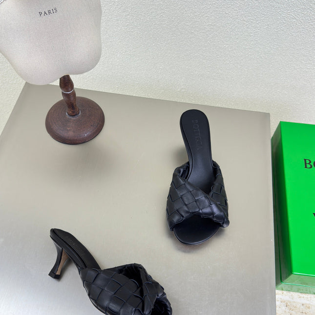 BLINK HIGH 5 CM MULE IN BLACK INTRECCIATO LEATHER