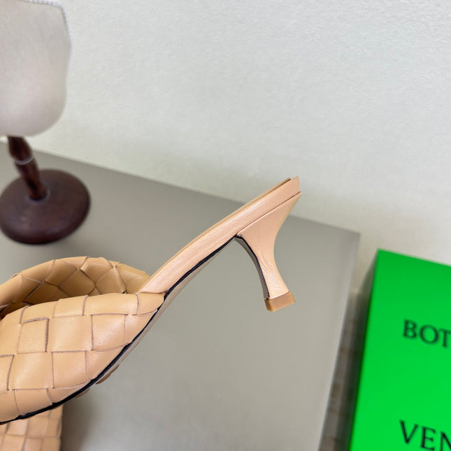 BLINK HIGH 5 CM MULE IN BUFF BEIGE INTRECCIATO LEATHER