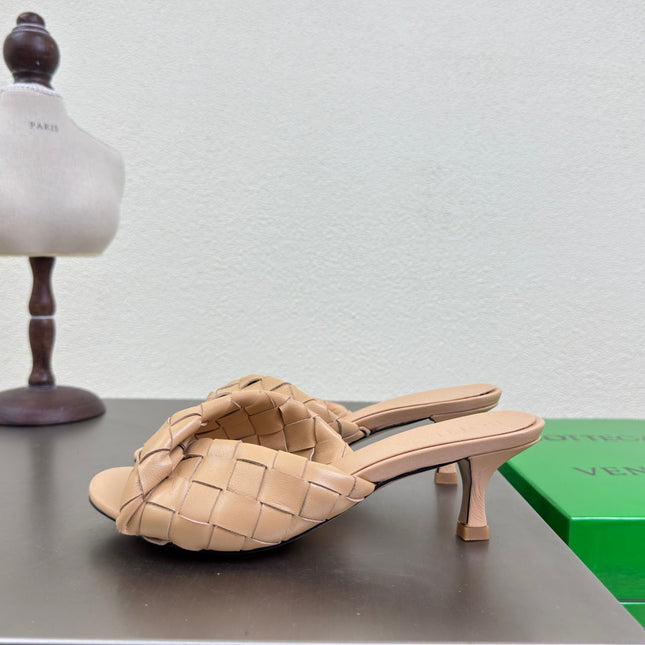 BLINK HIGH 5 CM MULE IN BUFF BEIGE INTRECCIATO LEATHER