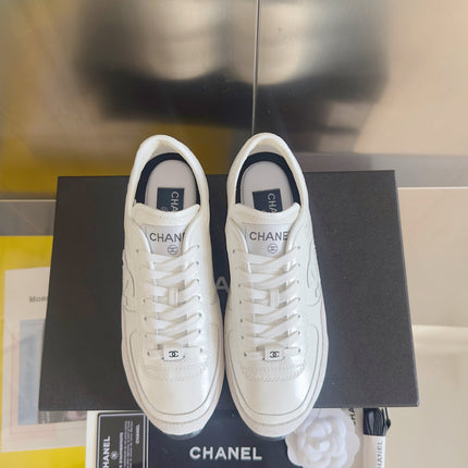 CHANEL 25S SNEAKERS 20MM IN WHITE CALFSKIN