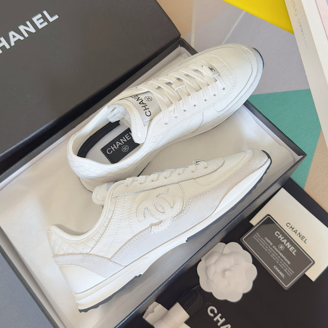 CHANEL 25S SNEAKERS 20MM IN WHITE CALFSKIN