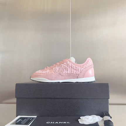 CHANEL 25S SNEAKERS 20MM IN LIGHT PINK CALFSKIN AND SUEDE