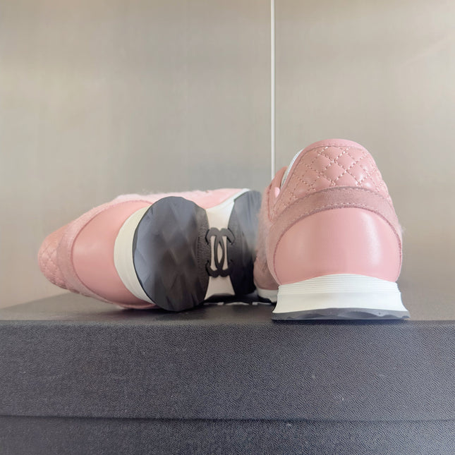 CHANEL 25S SNEAKERS 20MM IN LIGHT PINK CALFSKIN AND SUEDE