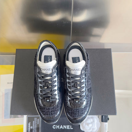 CHANEL 25S SNEAKERS 20MM IN BLACK CALFSKIN AND SUEDE