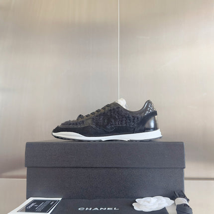 CHANEL 25S SNEAKERS 20MM IN BLACK CALFSKIN AND SUEDE