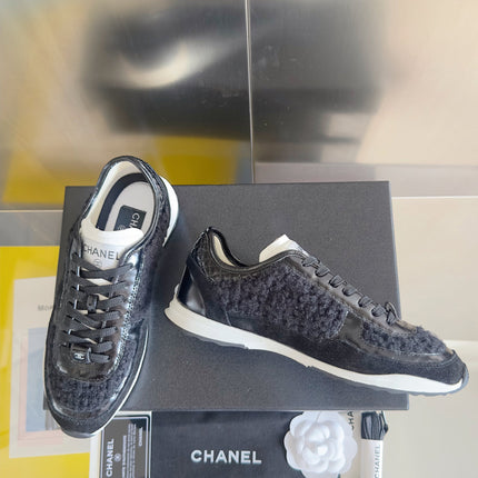 CHANEL 25S SNEAKERS 20MM IN BLACK CALFSKIN AND SUEDE