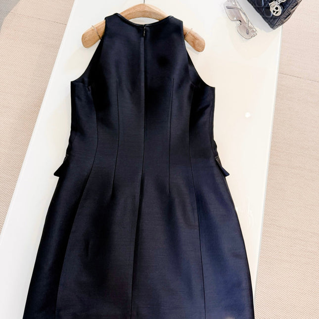 HERMES 25S SLEEVELESS EMBROIDERED SILK DRESS 318