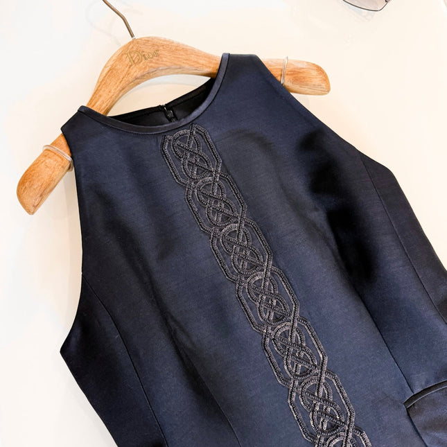 HERMES 25S SLEEVELESS EMBROIDERED SILK DRESS 318