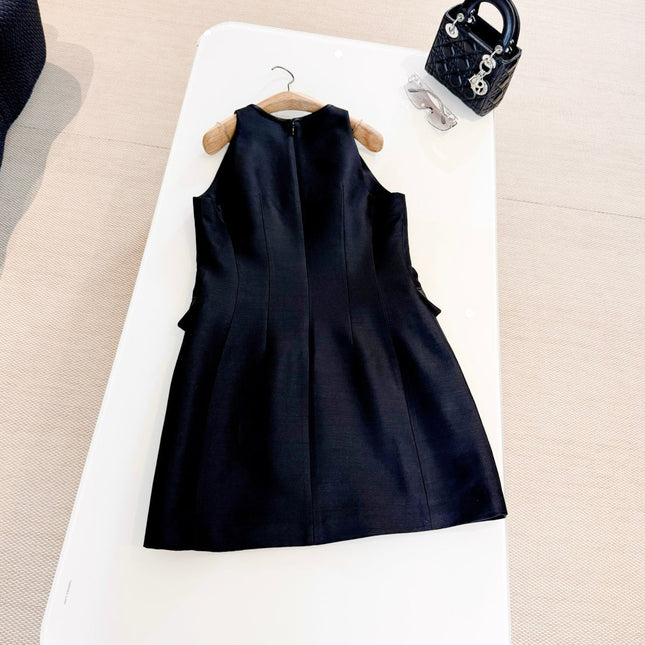 HERMES 25S SLEEVELESS EMBROIDERED SILK DRESS 318