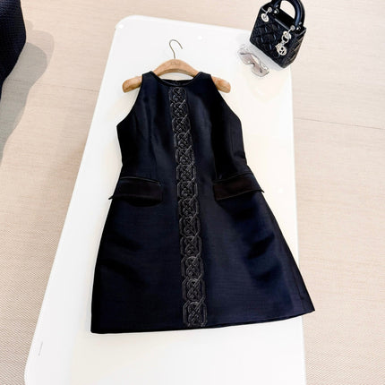 HERMES 25S SLEEVELESS EMBROIDERED SILK DRESS 318