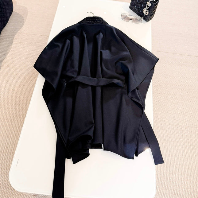 HERMES 25S SEQUIN-EMBROIDERED KNIT CAPE 319