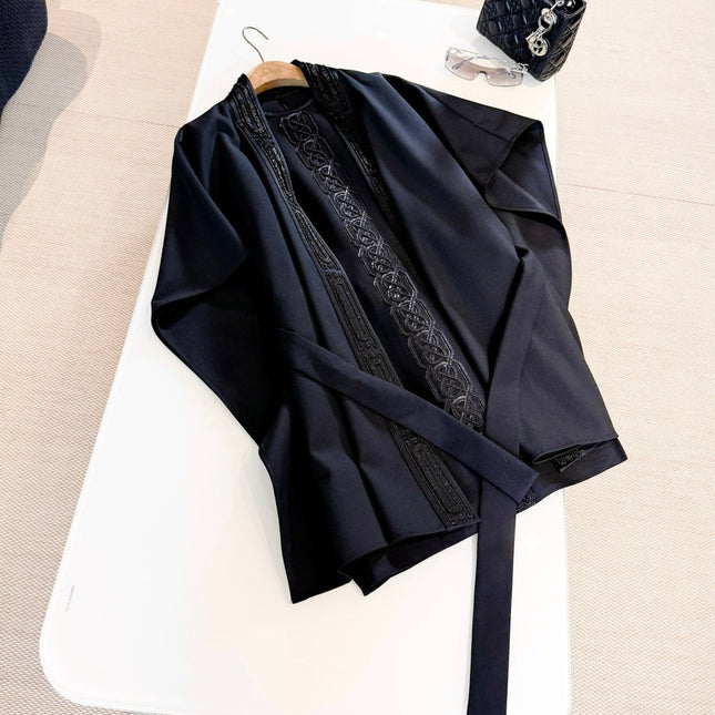 HERMES 25S SEQUIN-EMBROIDERED KNIT CAPE 319