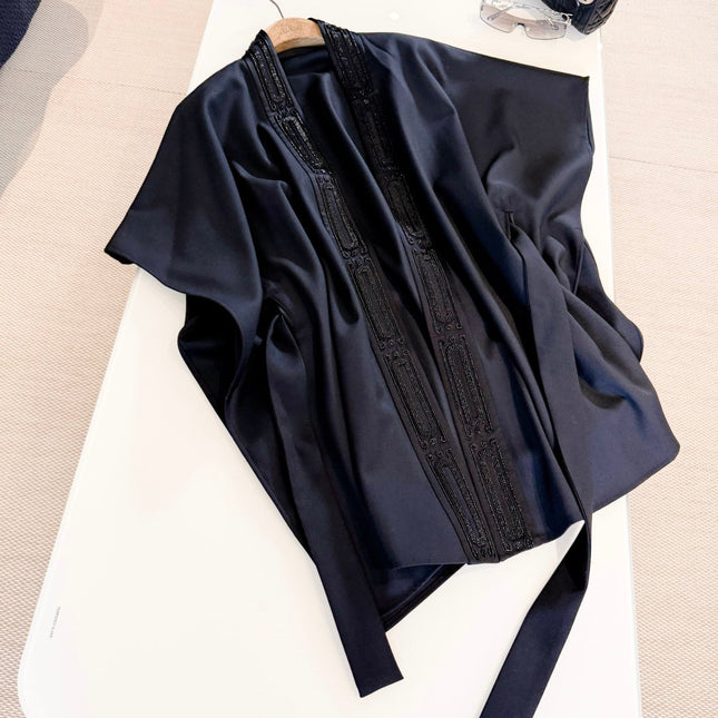 HERMES 25S SEQUIN-EMBROIDERED KNIT CAPE 319