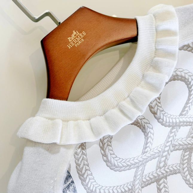 HERMES 25S RUCHED-COLLAR KNIT SWEATER 311