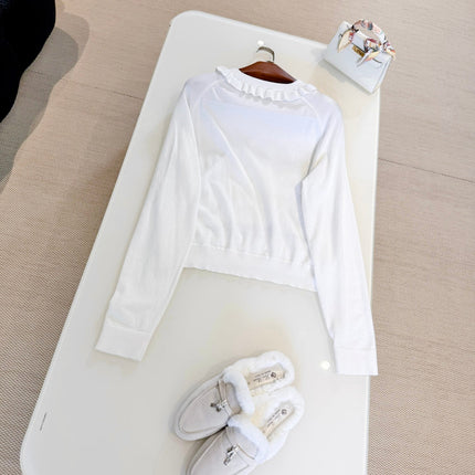 HERMES 25S RUCHED-COLLAR KNIT SWEATER 311