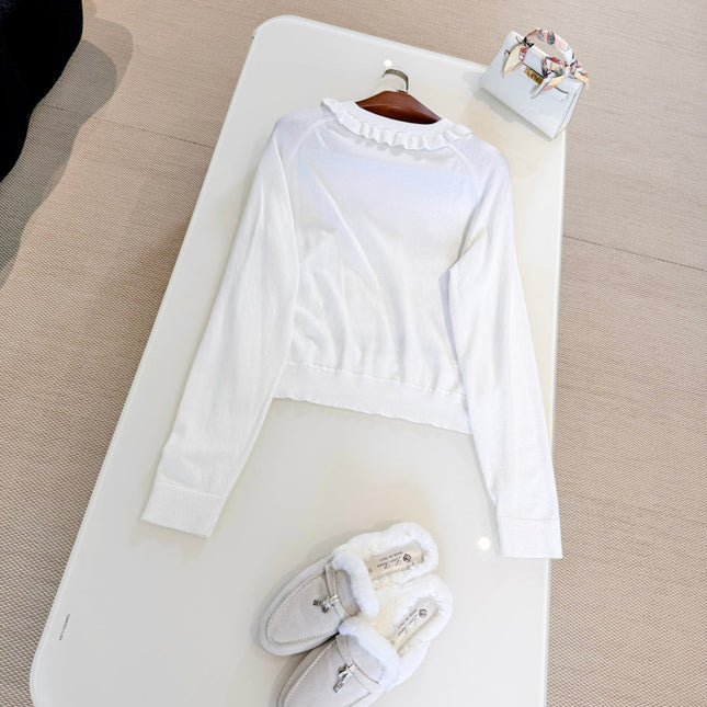 HERMES 25S RUCHED-COLLAR KNIT SWEATER 311