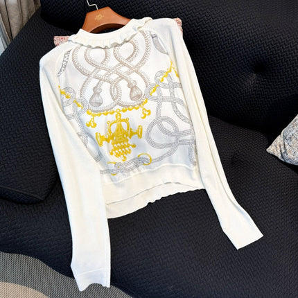 HERMES 25S RUCHED-COLLAR KNIT SWEATER 311