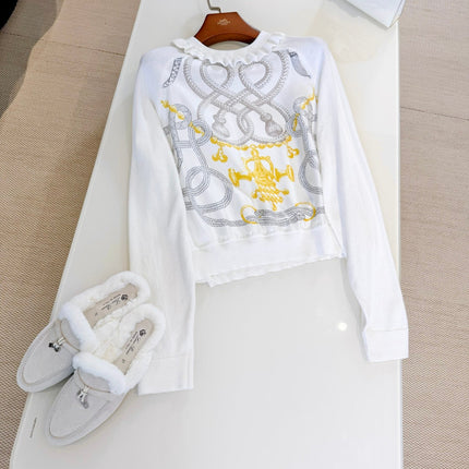 HERMES 25S RUCHED-COLLAR KNIT SWEATER 311