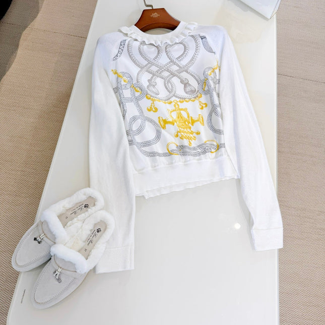 HERMES 25S RUCHED-COLLAR KNIT SWEATER 311