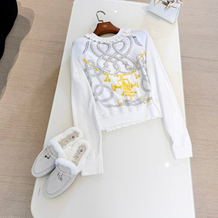 HERMES 25S RUCHED-COLLAR KNIT SWEATER 311