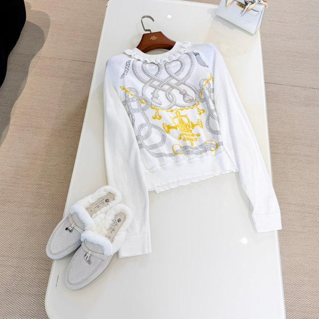 HERMES 25S RUCHED-COLLAR KNIT SWEATER 311