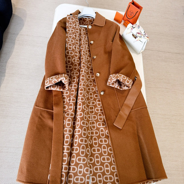 HERMES 25S BELTED CASHMERE PEACOAT 267