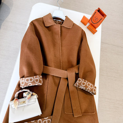 HERMES 25S BELTED CASHMERE PEACOAT 267