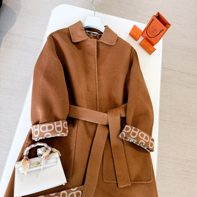 HERMES 25S BELTED CASHMERE PEACOAT 267