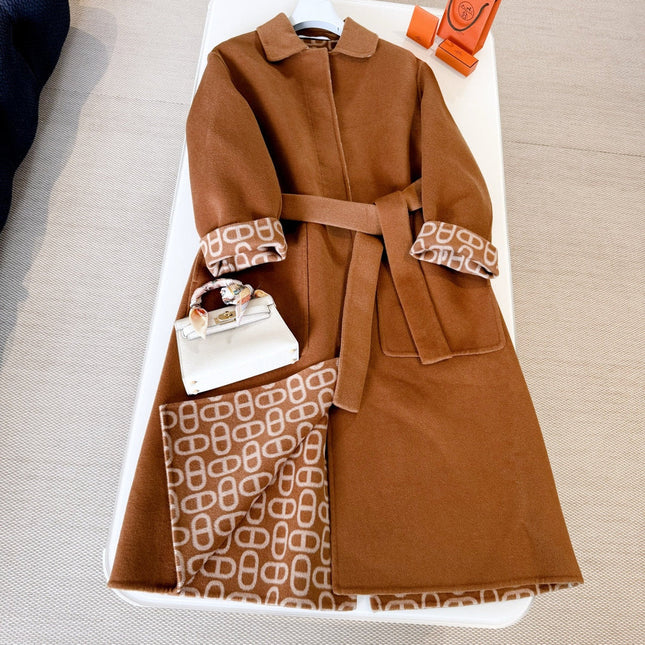 HERMES 25S BELTED CASHMERE PEACOAT 267