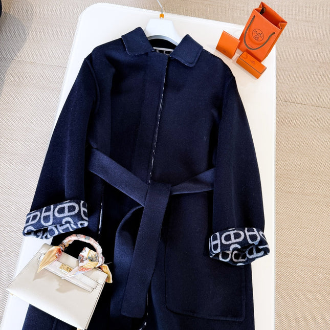 HERMES 25S BELTED CASHMERE PEACOAT 269