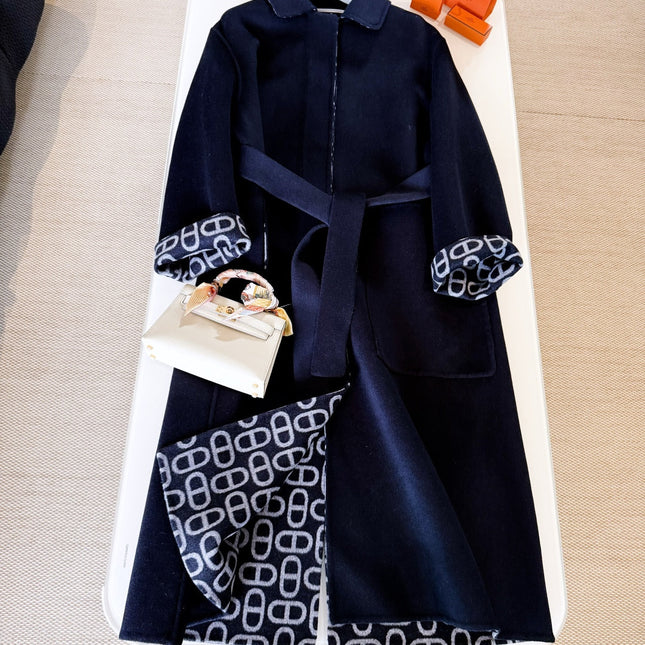 HERMES 25S BELTED CASHMERE PEACOAT 269