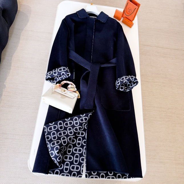 HERMES 25S BELTED CASHMERE PEACOAT 269