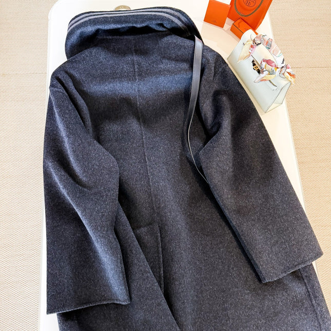 HERMES 25S LONG STAND-COLLAR CASHMERE COAT 257