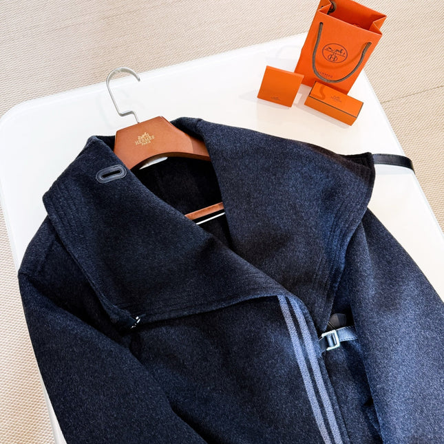 HERMES 25S LONG STAND-COLLAR CASHMERE COAT 257