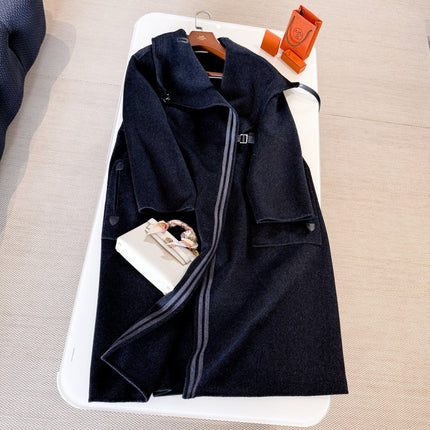 HERMES 25S LONG STAND-COLLAR CASHMERE COAT 257