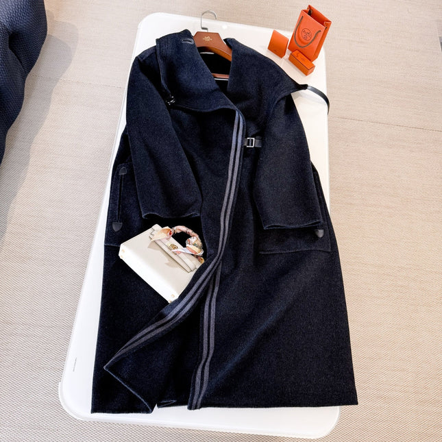 HERMES 25S LONG STAND-COLLAR CASHMERE COAT 257