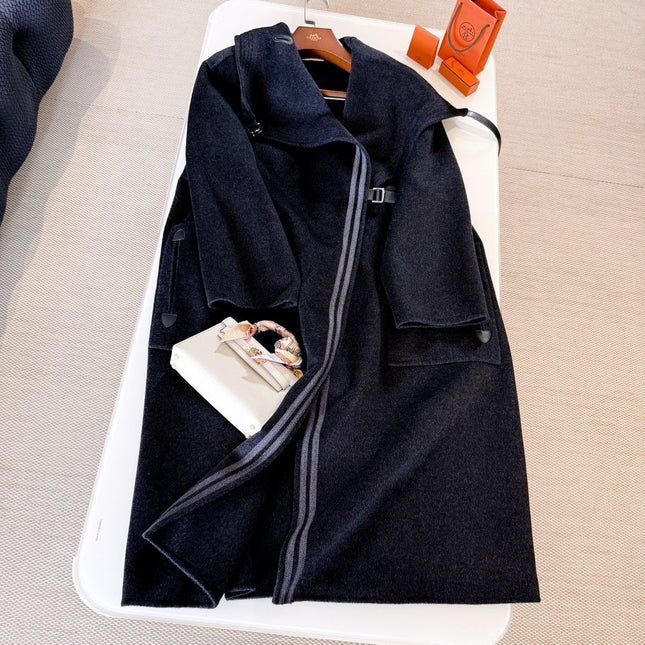 HERMES 25S LONG STAND-COLLAR CASHMERE COAT 257